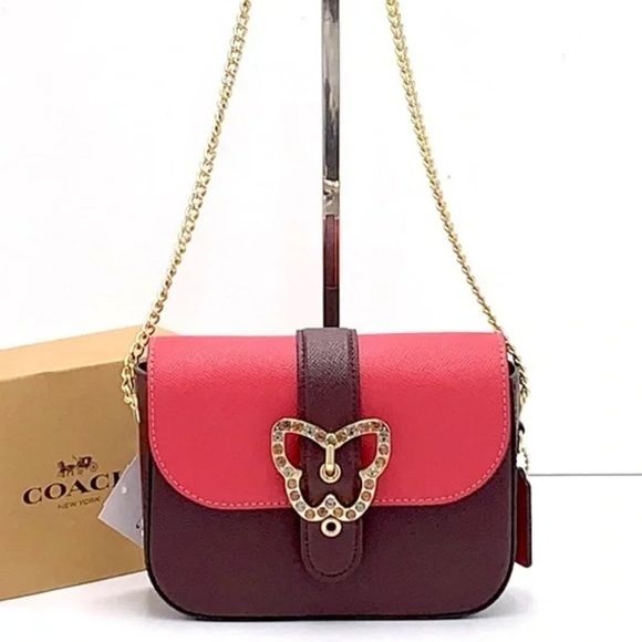 ๐บCOACH Gemma Crossbody in Colorblock Strawberry/Cranberry New Bag - Picture 11 of 16